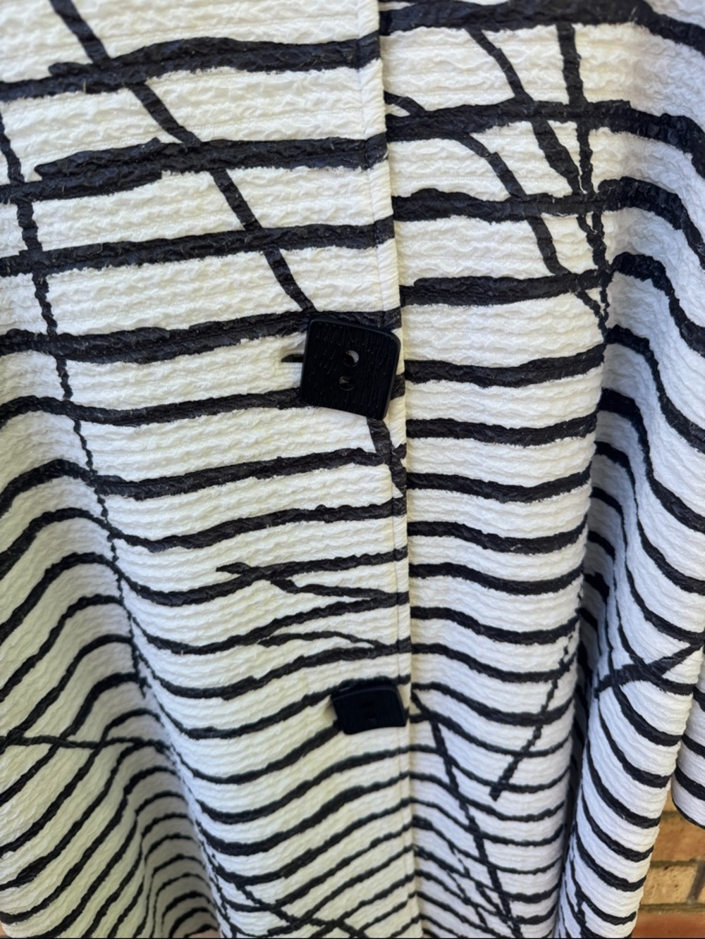 Multiples Black and White Striped Textured Coat - Picture 3 of 4